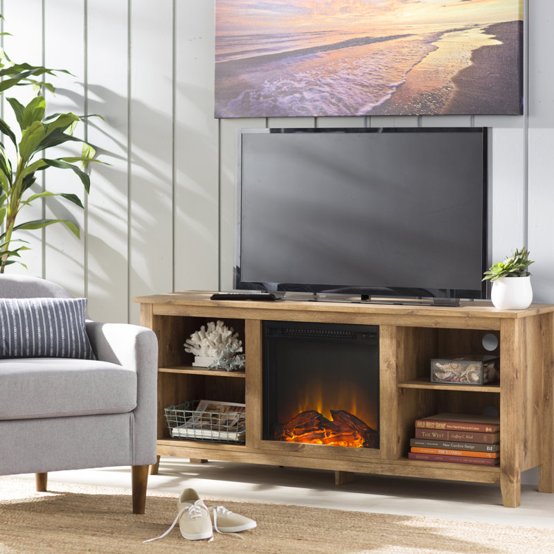 Beachcrest Home Sunbury 58" TV Stand with Electric Fireplace & Reviews Wayfair
